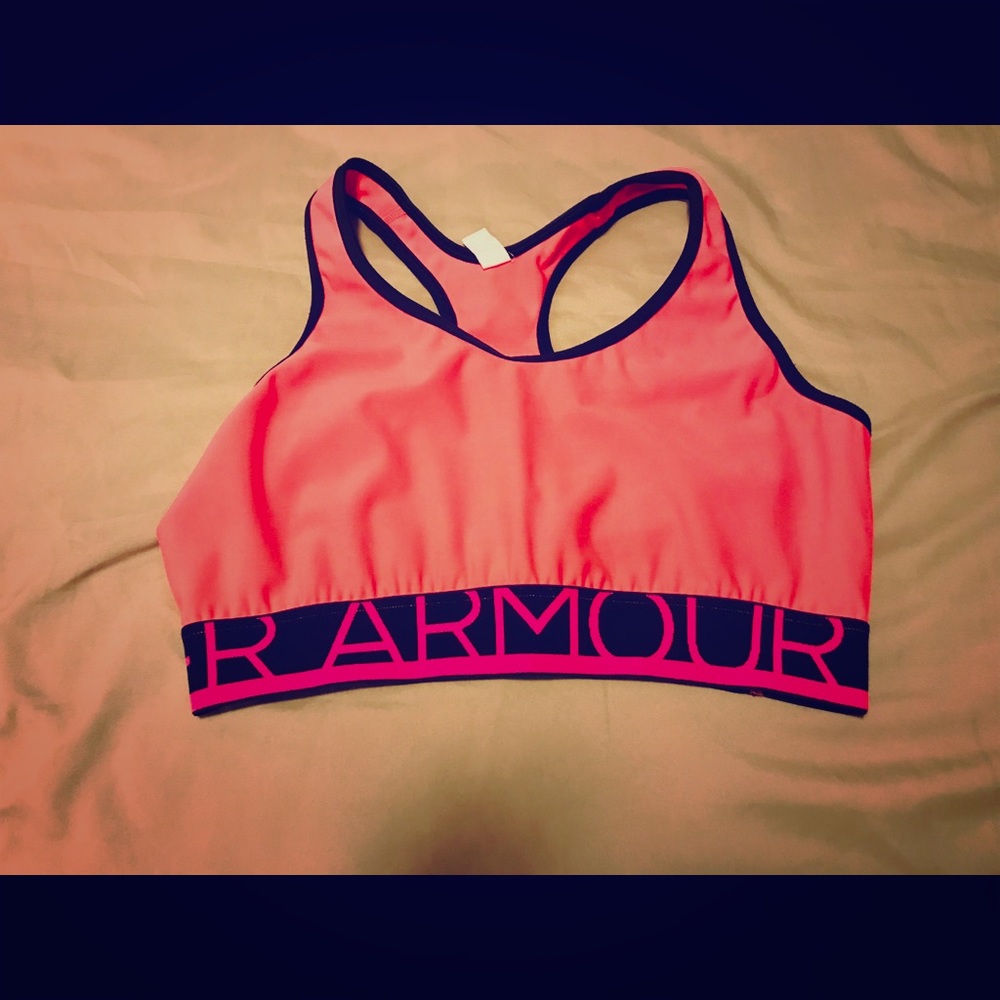 Pink/Black under armour sports bra - Size M